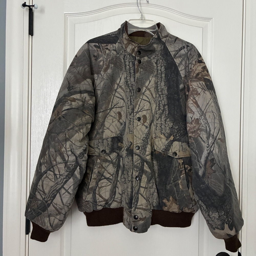 Vtg Classics Realtree Camo Bomber Jacket‎ Mens Large Brown Gorpcore Made USA
